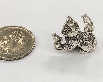 Sterling Silver kitten with mouse, perfect for many artistic creations!