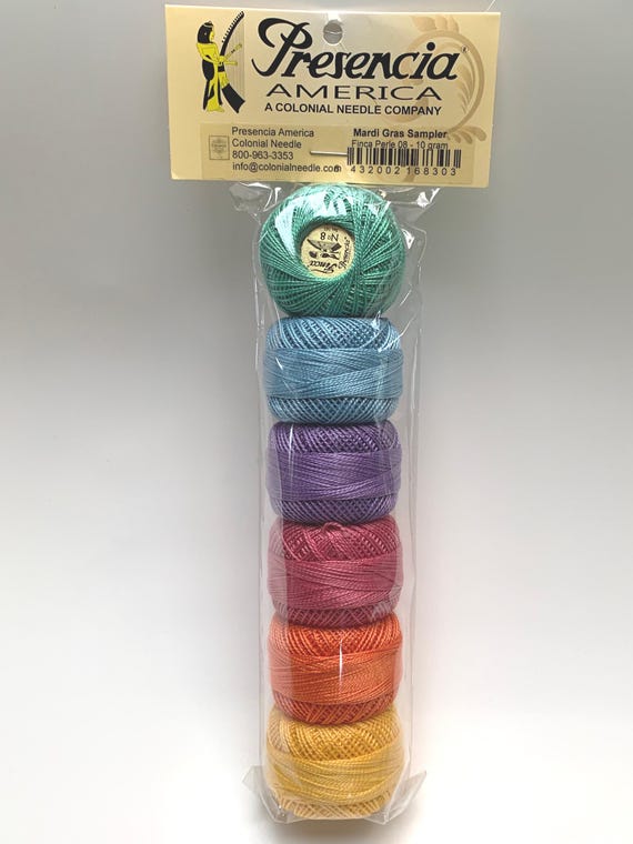 Presencia Perle Cotton Size 8, Mardi Gras Sampler