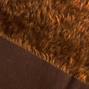 Vintage look medium density, medium pile mohair, lovely cinnamon brown color, 1/3 yd.