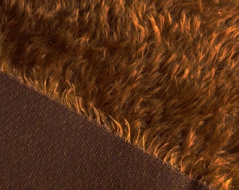 Vintage look medium density, medium pile mohair, lovely cinnamon brown color, 1/3 yd.