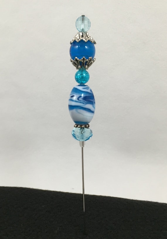 Decorative beaded hatpin ~ wonderful in hat, lapel, pincushion. 5-inch pin, OOAK