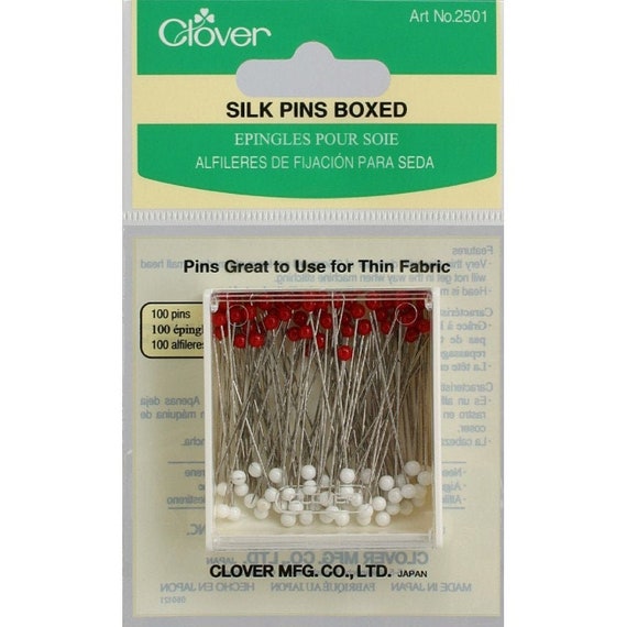 Clover Silk Pins Boxed, regular size, 100 pins