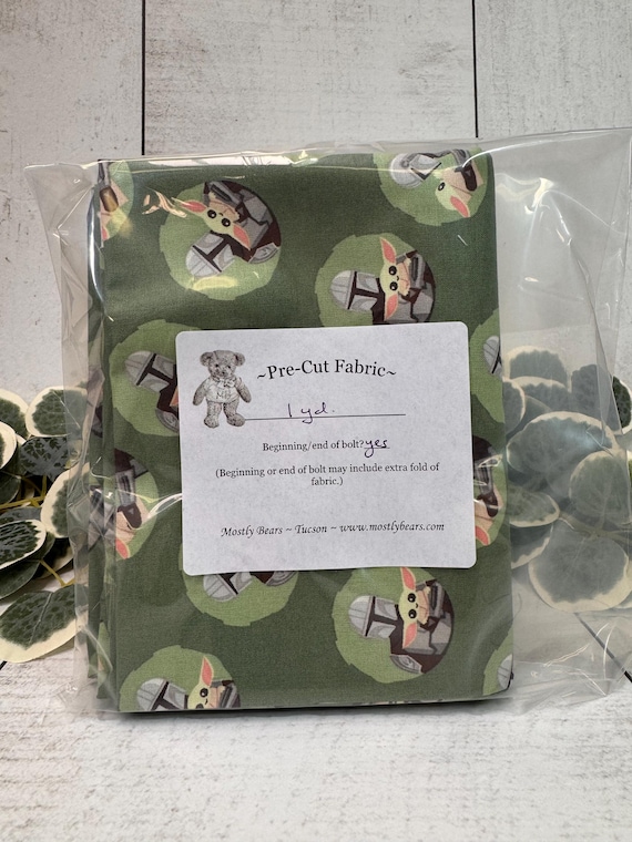 A 1-yard precut of 100 percent cotton fabric Mandalorian /Baby Yoda.