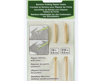 Clover Bamboo Knitting Repair Hooks, Package of 2