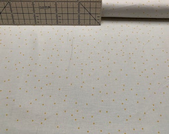 100 percent cotton fabric honey dots on white. Quantity 1= fat quarter. Greater than 1 is a continuous cut.