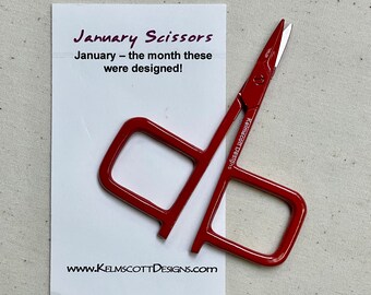 January scissor snips from Kelmscott Designs, red, 2.75".