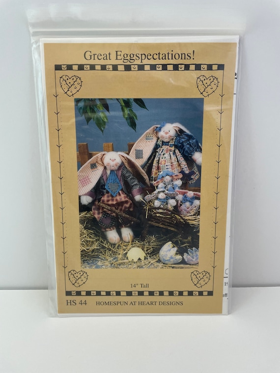 Vintage Pattern 14" Great Eggspectations Rabbits from Homespun at Heart Designs
