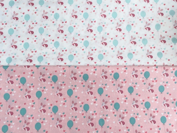 Cotton fabric, Winnie the Pooh Piglet with Balloons, Choose your color. Quantity 1= fat quarter. Greater than 1 is a continuous cut.