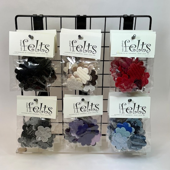 Wool Felt flower shapes, Handbehg Felts, about 12 pieces per package, choose your color scheme