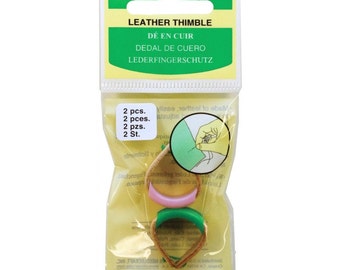 Clover Adjustable Leather Thimble, Package of 2