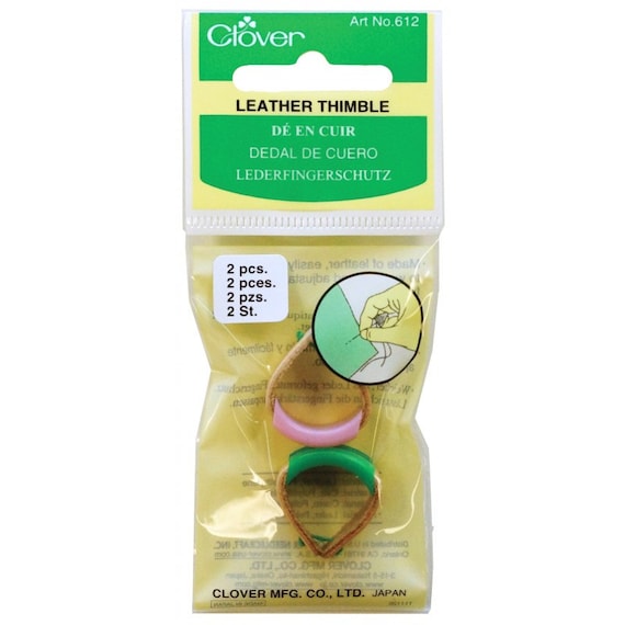 Clover Adjustable Leather Thimble, Package of 2