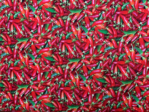 Gorgeous 100 percent cotton fabric with chiles all over. Quantity 1= fat quarter. Greater than 1 is a continuous cut.