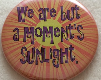 One 2 1/4" pinback button Life is Fleeting