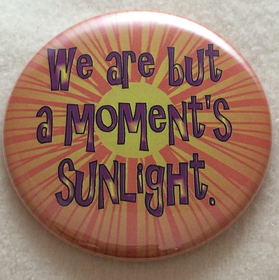 One 2 1/4" pinback button Life is Fleeting