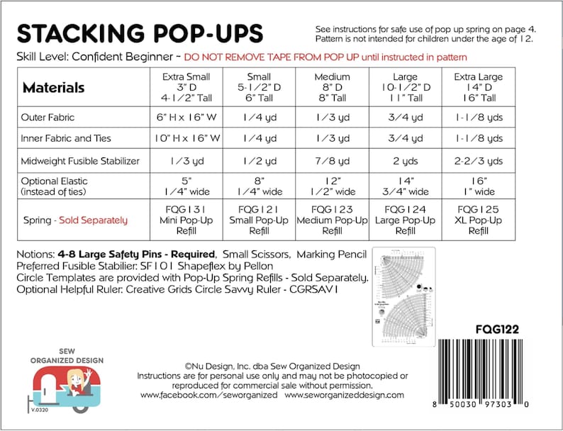 Stacking Pop Ups Pattern and 5 sizes of Pop Up Springs image 2