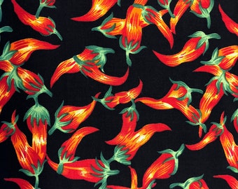 100 percent cotton fabric red chiles! Quantity 1= fat quarter. Greater than 1 is a continuous cut.