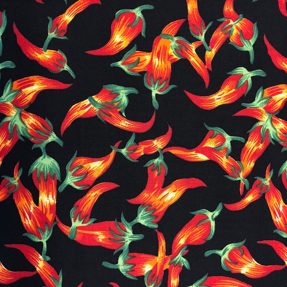 100 percent cotton fabric red chiles! Quantity 1= fat quarter. Greater than 1 is a continuous cut.