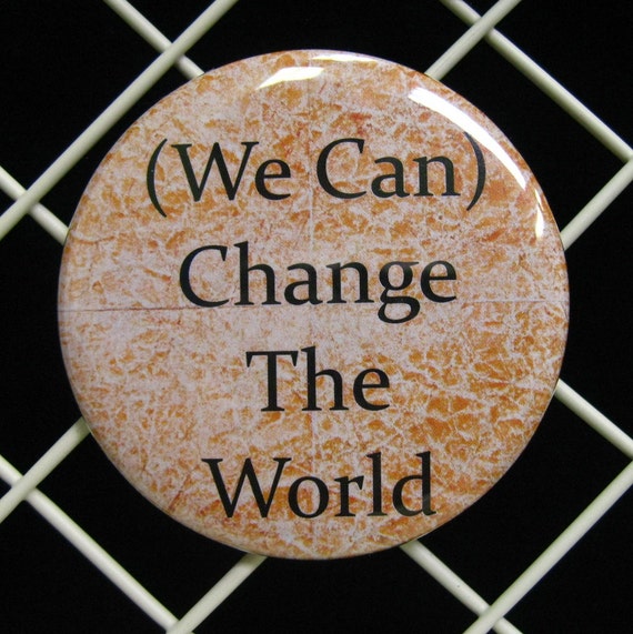 One 2 1/4" pinback button Yes We Can