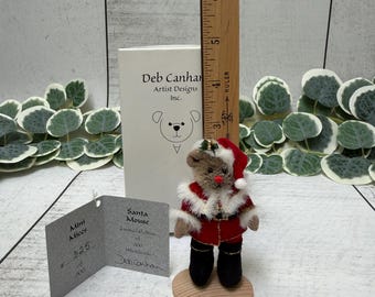 Diseño vintage de la artista Deb Canham: Papá Noel Ratón
