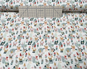 100 percent cotton fabric gnomes on cream background. Quantity 1= fat quarter. Greater than 1 is a continuous cut.