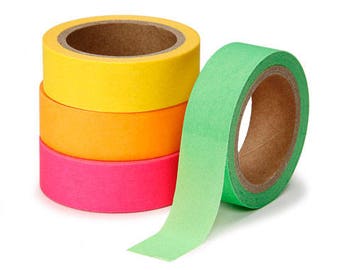 Washi Tape, neon colors, 5/8" wide, 312 inches long, 4-color pack
