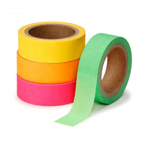Washi Tape, neon colors, 5/8" wide, 312 inches long, 4-color pack