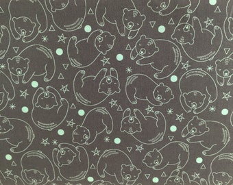 100 percent cotton, constellation bears, pale blue on grey background. Quantity 1= fat quarter. Greater than 1 is a continuous cut.