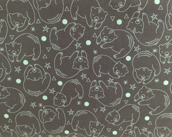 100 percent cotton, constellation bears, pale blue on grey background. Quantity 1= fat quarter. Greater than 1 is a continuous cut.