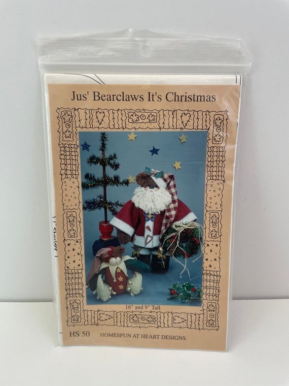 Vintage Pattern 16" and 9" Santa and Jester Bears from Homespun at Heart Designs