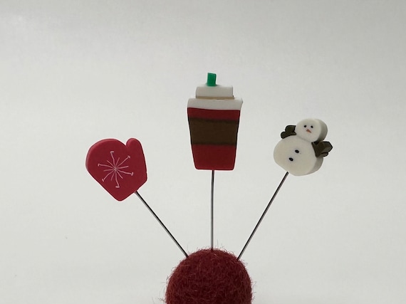 Just Another Button Company Pin Mini Coffee, Snowman, Mitten