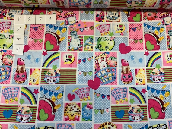 100% cotton fabric, Shopkins theme. Quantity 1= fat quarter. Greater than quantity 1= continuous cut.