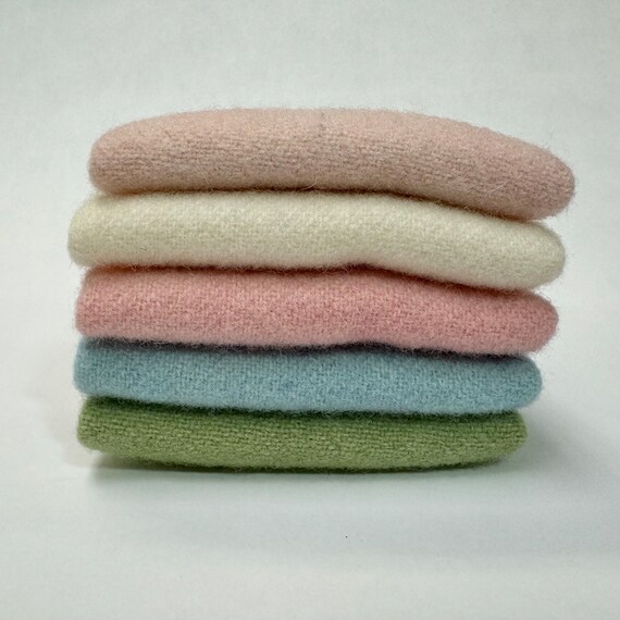 Wool Chunks, over dyed wool pieces, 10" x 9" size, pkg of 5 colors, Spring Theme