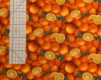 Gorgeous 100 percent cotton fabric with oranges all over. Quantity 1= fat quarter. Greater than 1 is a continuous cut.