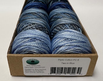 Gorgeous Valdani Perle Cotton, Size 8, Two in Blue Colorway
