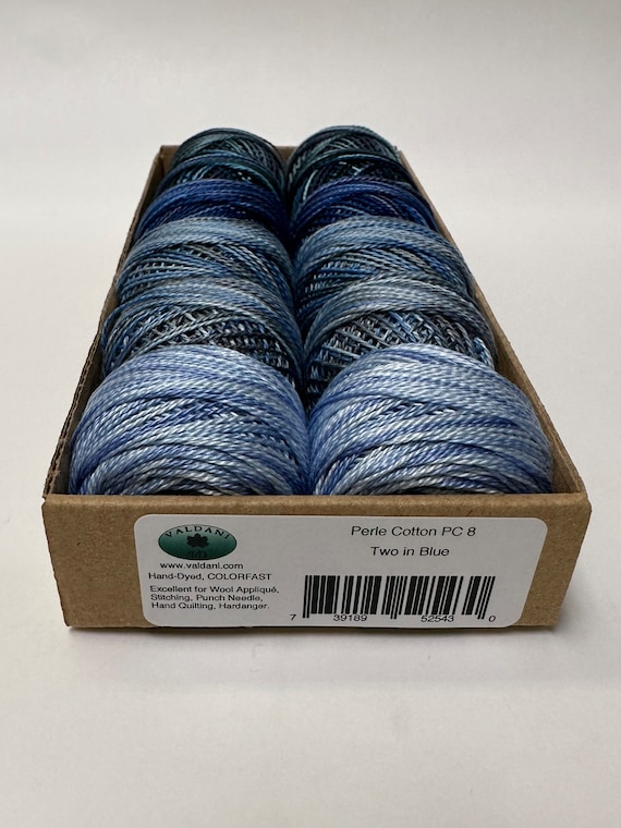 Gorgeous Valdani Perle Cotton, Size 8, Two in Blue Colorway
