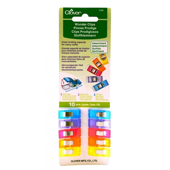 Clover Brand Wonder Clips for use in many kinds of  fabric work. Pkg of 10, multi
