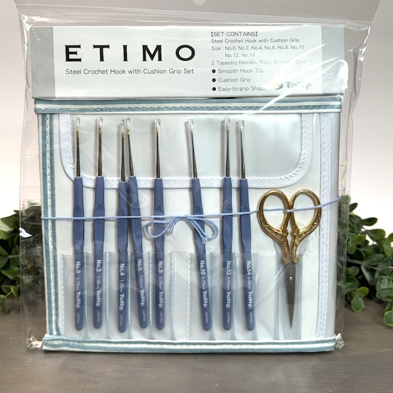 Tulip Etimo Steel Crochet Hook Set , Sizes .50-1.75mm, choose scissor style