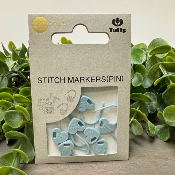 Heart shaped locking stitch markers, package of 7 pieces. From Tulip company