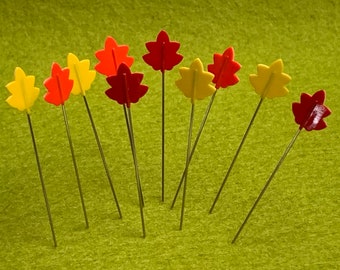 Momiji Pins from Tulip, 2 inch size. Autumn leaves, three colors, 10 pins per package.