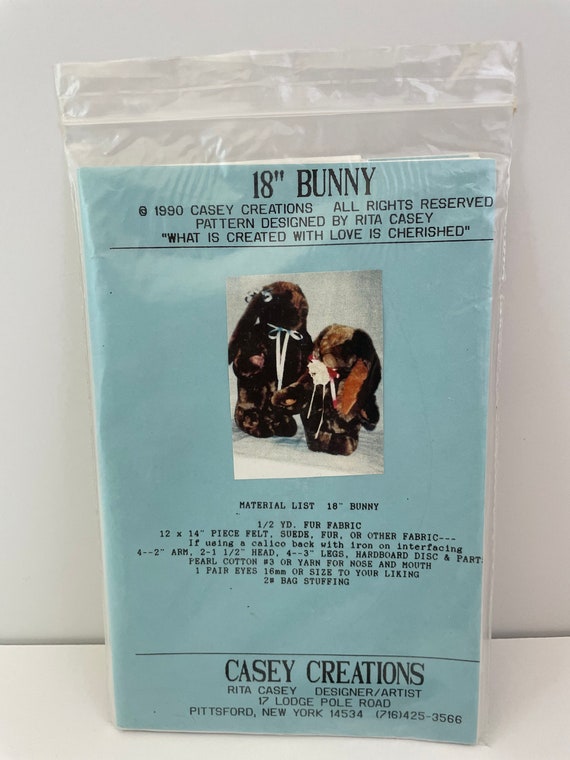 Vintage Pattern 18" Bunny from Casey Creations