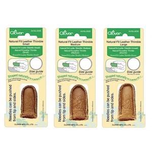 Clover Natural Fit Leather Thimble, 3 sizes available