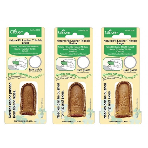 Clover Natural Fit Leather Thimble, 3 sizes available