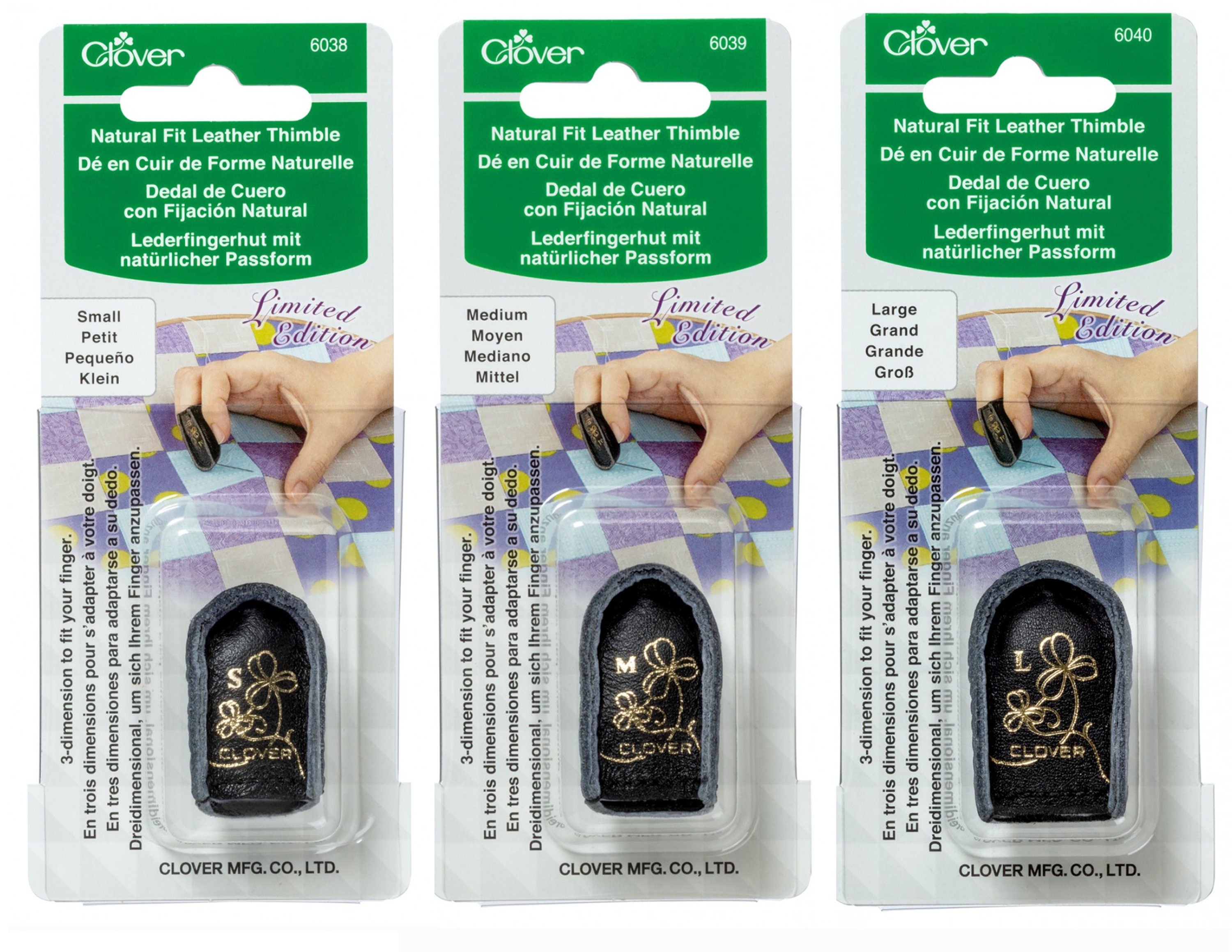 Clover Natural Fit Leather Thimble, sewing quilting patchwork Pick