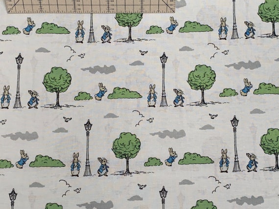 Peter Rabbit Beatrix Potter Collection, 100 percent cotton. Quantity 1= fat quarter. Greater than 1 is a continuous cut.