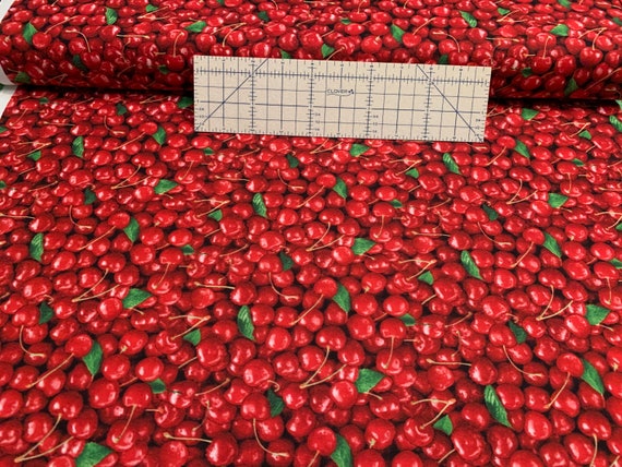 Gorgeous 100 percent cotton fabric with cherries all over. Quantity 1= fat quarter. Greater than 1 is a continuous cut.