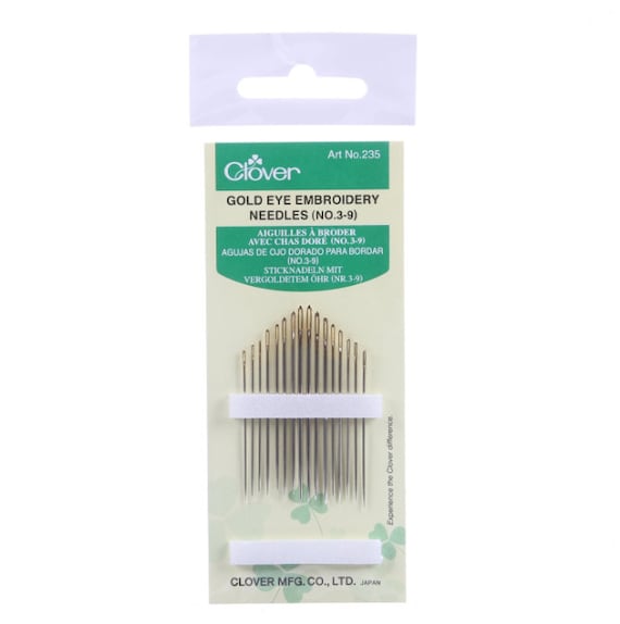 Clover Gold Eye Embroidery Needles, assorted sizes.