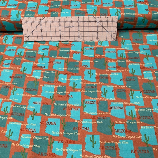 Arizona Grand Canyon State design. 100% cotton fabric. Quantity 1= fat quarter. Greater than 1 is a continuous cut.