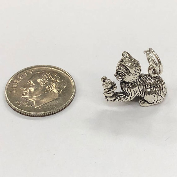 Sterling Silver kitten with mouse, perfect for many artistic creations!