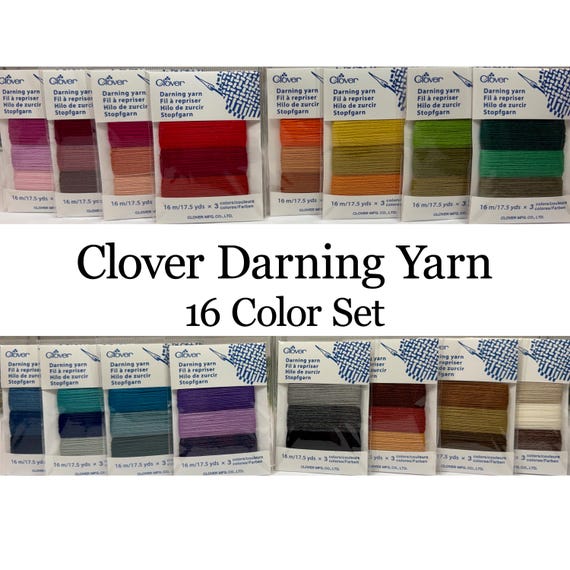 Clover Darning Yarn, Set of 16 colors, wool/acrylic blend, fingering weight