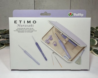 Beautiful set Murasaki Etimo Crochet Hook Set from Tulip, 8 hooks, sizes 2.0mm to 6.0mm